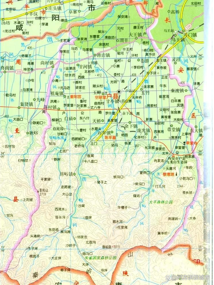 全世界最大非城市建成區(qū)的棋盤狀路網&mdash;西安市鄠邑區(qū)九縱八橫路網